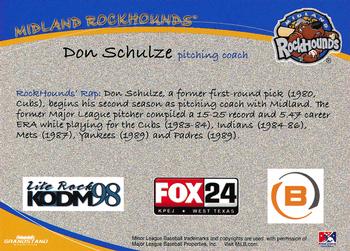 2012 Grandstand Midland RockHounds #NNO Don Schulze Back