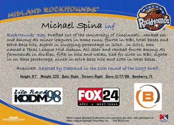 2012 Grandstand Midland RockHounds #NNO Michael Spina Back