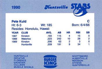 1990 Burger King Huntsville Stars #NNO Pete Kuld Back