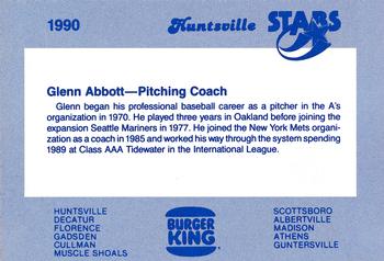 1990 Burger King Huntsville Stars #NNO Glenn Abbott Back