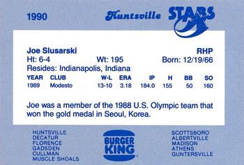 1990 Burger King Huntsville Stars #NNO Joe Slusarski Back