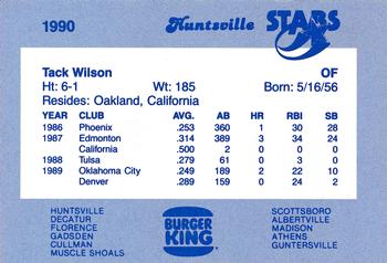1990 Burger King Huntsville Stars #NNO Tack Wilson Back
