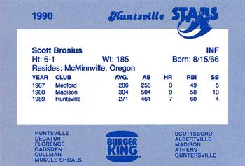 1990 Burger King Huntsville Stars #NNO Scott Brosius Back