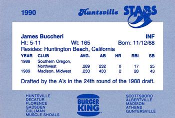 1990 Burger King Huntsville Stars #NNO James Buccheri Back