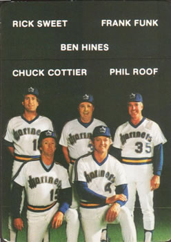 1984 Mother's Cookies Seattle Mariners #27 Mariners' Coaches - Rick Sweet / Frank Funk / Ben Hines / Chuck Cottier / Phil Roof Front