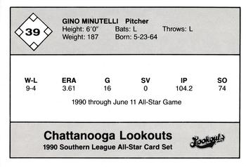1990 Jennings Southern League All-Stars #39 Gino Minutelli Back