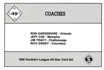1990 Jennings Southern League All-Stars #49 Rick Sweet / Ron Gardenhire / Jeff Cox / Jim Tracy Back