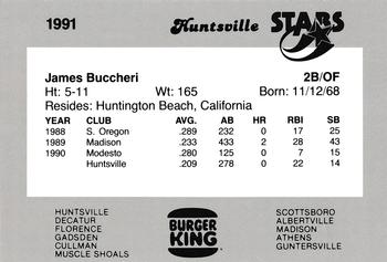 1991 Burger King Huntsville Stars #NNO James Buccheri Back