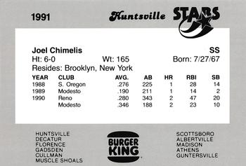 1991 Burger King Huntsville Stars #NNO Joel Chimelis Back