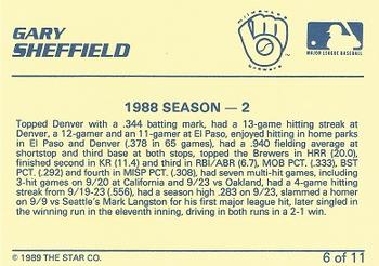 1989 Star Gary Sheffield #6 Gary Sheffield Back