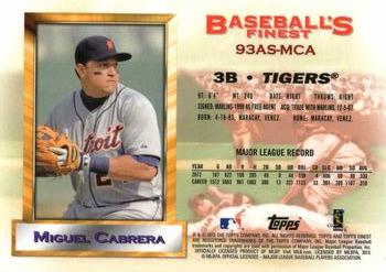 2013 Finest - 1993 Finest All-Stars #93AS-MCA Miguel Cabrera Back