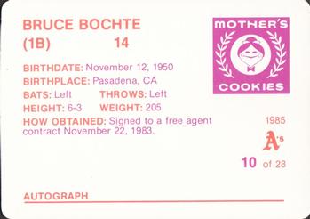 1985 Mother's Cookies Oakland Athletics #10 Bruce Bochte Back