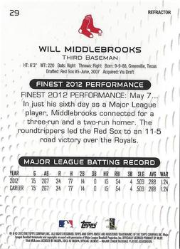 2013 Finest - Green Refractors #29 Will Middlebrooks Back