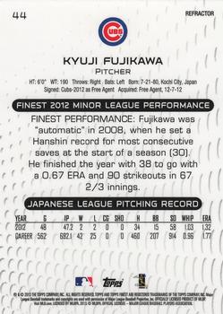 2013 Finest - Green Refractors #44 Kyuji Fujikawa Back