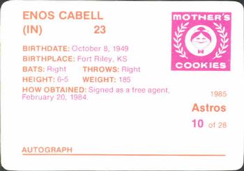 1985 Mother's Cookies Houston Astros #10 Enos Cabell Back