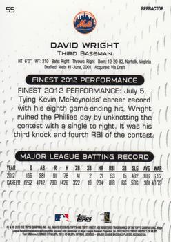 2013 Finest - Red Refractors #55 David Wright Back