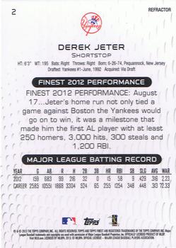 2013 Finest - Refractors #2 Derek Jeter Back