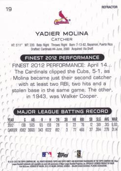 2013 Finest - Refractors #19 Yadier Molina Back