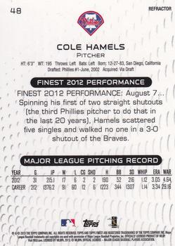 2013 Finest - Refractors #48 Cole Hamels Back