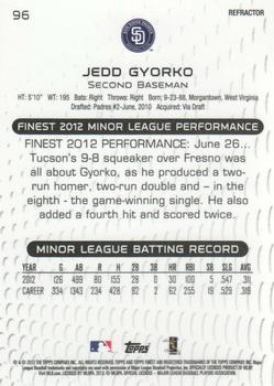 2013 Finest - Refractors #96 Jedd Gyorko Back