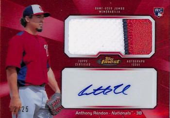 2013 Finest - Rookie Jumbo Relic Autographs Red Refractors #AJR-AR Anthony Rendon Front