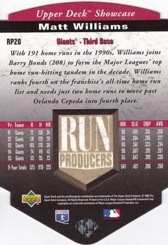 1996 Upper Deck - Run Producers #RP20 Matt Williams Back