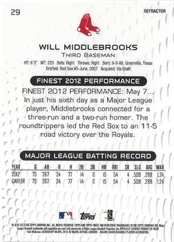 2013 Finest - X-Fractors #29 Will Middlebrooks Back