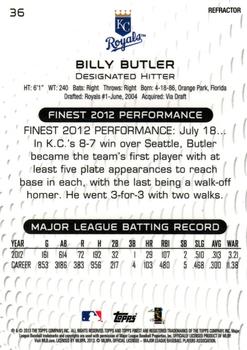 2013 Finest - X-Fractors #36 Billy Butler Back
