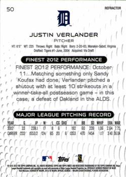 2013 Finest - X-Fractors #50 Justin Verlander Back