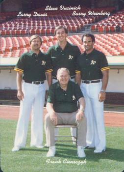 1986 Mother's Cookies Oakland Athletics #26 Frank Ciensczyk / Steve Vucinich / Barry Weinberg / Larry Davis Front