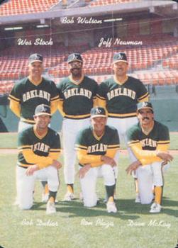 1986 Mother's Cookies Oakland Athletics #27 Bob Didier / Dave McKay / Jeff Newman / Ron Plaza / Wes Stock / Bob Watson Front