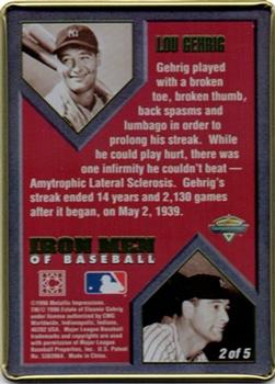 1996 Metallic Impressions Iron Men of Baseball #2 Lou Gehrig Back