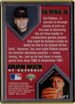 1996 Metallic Impressions Iron Men of Baseball #4 Cal Ripken Jr. Back