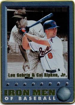 1996 Metallic Impressions Iron Men of Baseball #5 Lou Gehrig / Cal Ripken Jr Front