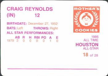 1986 Mother's Cookies Houston Astros #18 Craig Reynolds Back