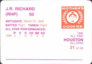 1986 Mother's Cookies Houston Astros #21 J.R. Richard Back