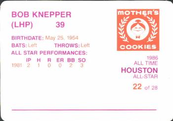 1986 Mother's Cookies Houston Astros #22 Bob Knepper Back