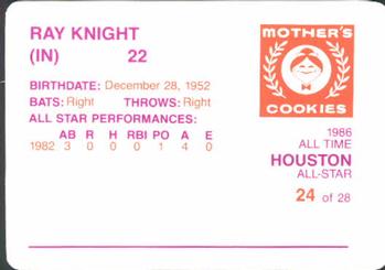 1986 Mother's Cookies Houston Astros #24 Ray Knight Back