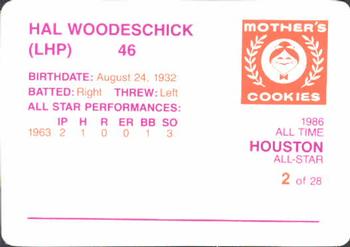 1986 Mother's Cookies Houston Astros #2 Hal Woodeshick Back