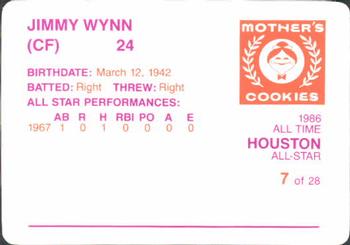 1986 Mother's Cookies Houston Astros #7 Jimmy Wynn Back