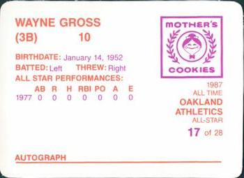 1987 Mother's Cookies Oakland Athletics #17 Wayne Gross Back