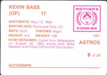 1987 Mother's Cookies Houston Astros #9 Kevin Bass Back