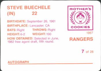 1987 Mother's Cookies Texas Rangers #7 Steve Buechele Back