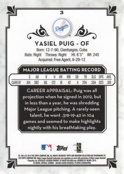 2014 Topps Museum Collection #3 Yasiel Puig Back