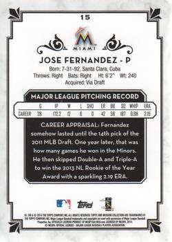 2014 Topps Museum Collection #15 Jose Fernandez Back