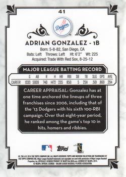 2014 Topps Museum Collection #41 Adrian Gonzalez Back
