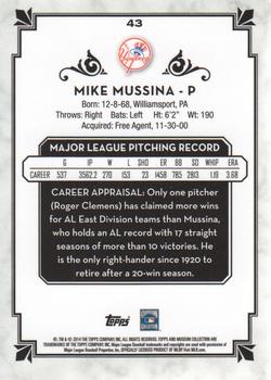 2014 Topps Museum Collection #43 Mike Mussina Back