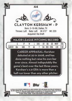 2014 Topps Museum Collection #44 Clayton Kershaw Back