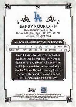 2014 Topps Museum Collection #76 Sandy Koufax Back