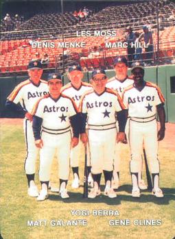 1988 Mother's Cookies Houston Astros #27 Astros Coaches (Yogi Berra / Gene Clines / Matt Galante / Marc Hill / Denis Menke / Les Moss) Front